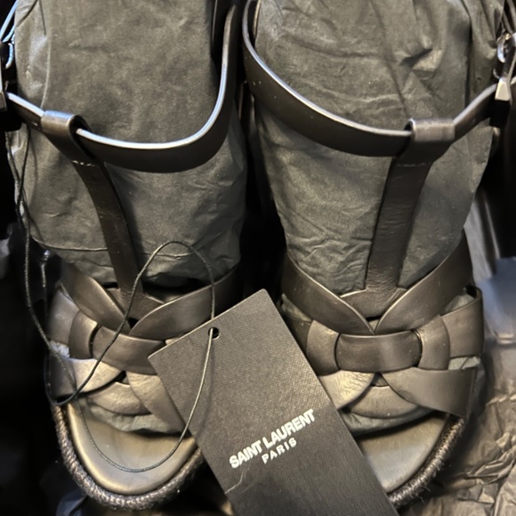 New Yves Saint Laurent  Leather Wedge Espadrille Platform Sandal - Picture 6 of 9